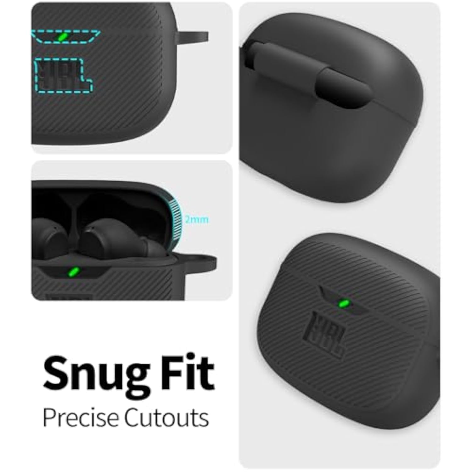 Silicone Protective Case Cover for JBL Vibe 200TWS and JBL Beam, Shock Resistant and Anti-Scratch, Compatible Devices, Includes Carabiner