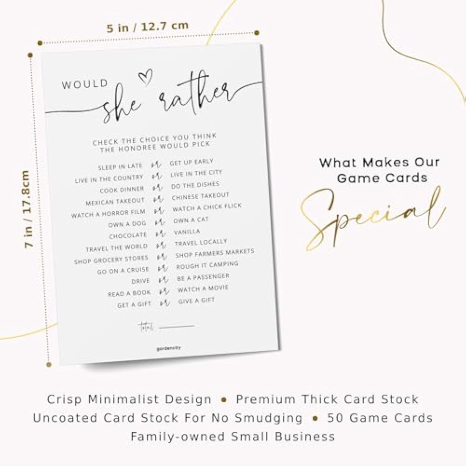 50 Would She Rather Bridal Shower Game Cards, Baby Shower Games, 50 Guests, Minimalist White