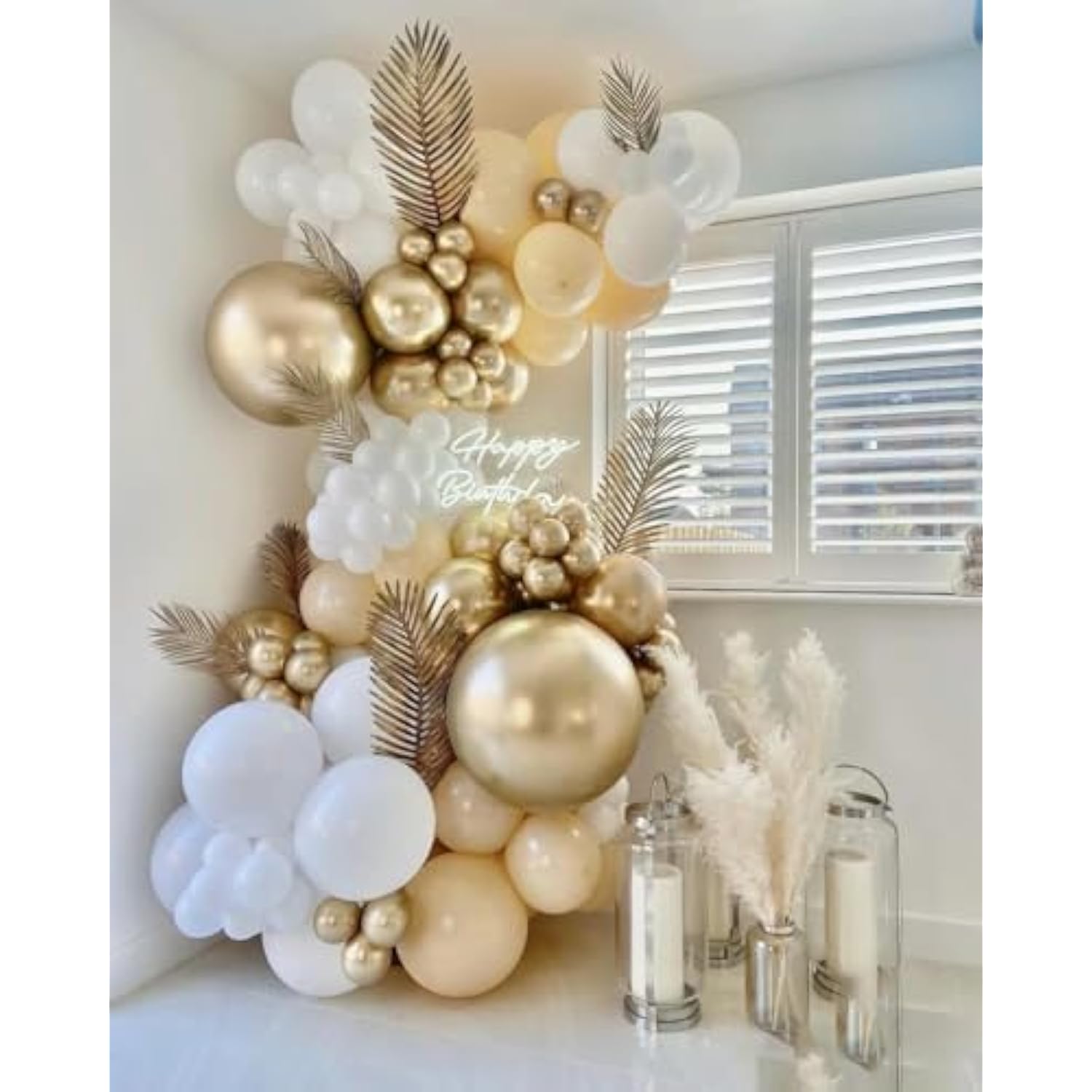 143pcs Gold White Champagne Balloon Arch Kit for Wedding, Birthday, Baby Shower
