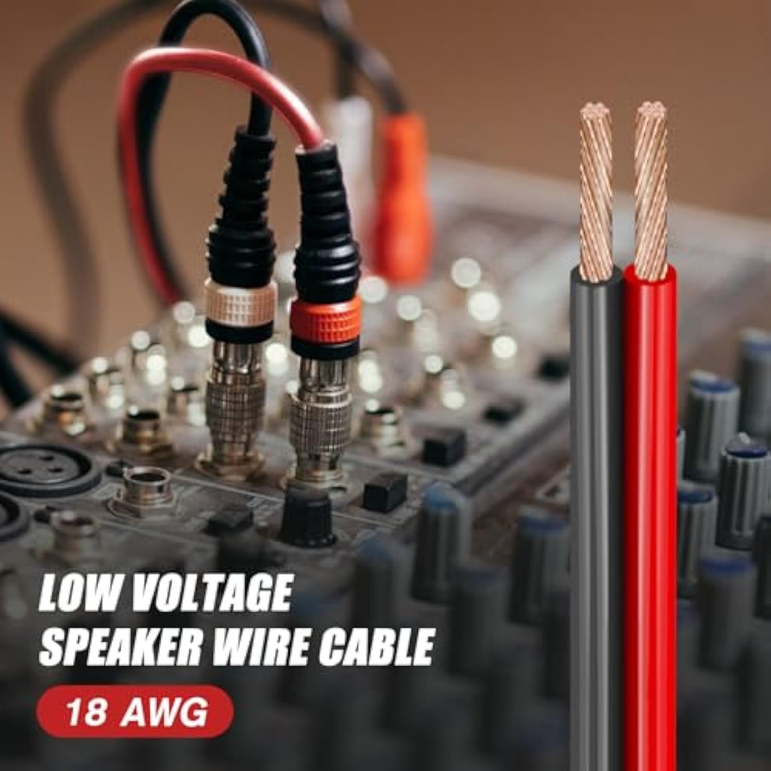 18 Gauge Wire, 18 Awg Electrical Wire Cable, 2 Conductors Red Black Wire, Copper Clad Aluminum(Cca) Flexible Pvc Extension Cord For Speaker, Hookup Led Strips, Automotive 12V/24V Dc (50Ft)