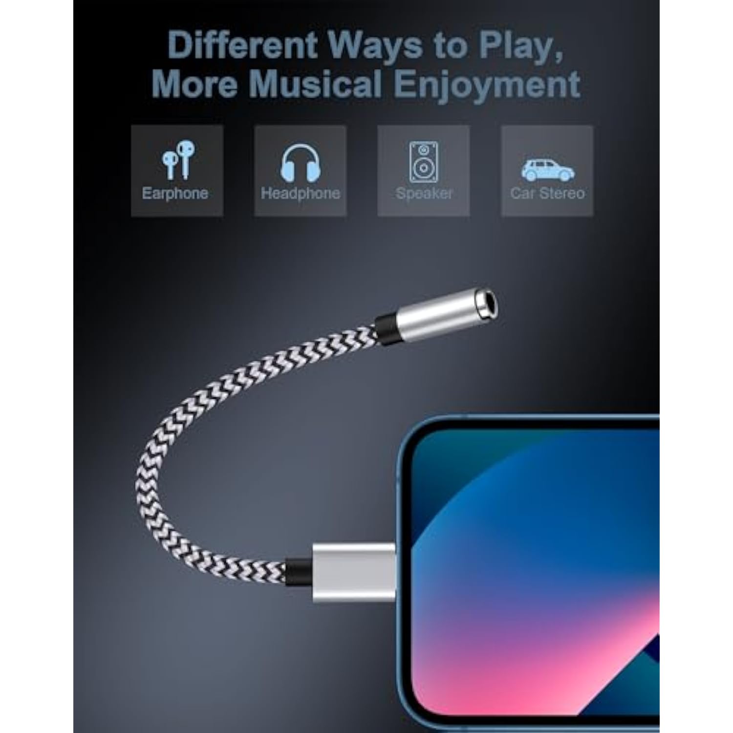 2Pack Iphone Headphone Adapter, [Apple Mfi Certified] Lightning To 3.5Mm Headphone/Earphone Audio Aux Jack Adapter Iphone Aux Adapter Dongle For Iphone 14 13 12 11 Pro Max Plus Mini Xr Xs 8 Ipad Ipod