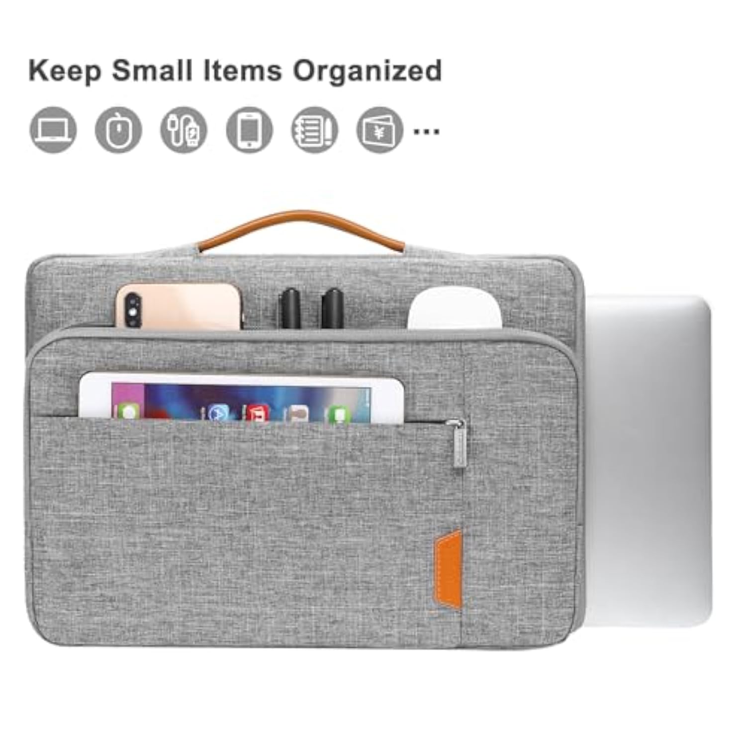 MOSISO 360 Protective Laptop Sleeve Bag Compatible with MacBook Air/Pro, 13-13.3 inch Notebook, Compatible with MacBook Pro 14 inch M4 M3 M2 M1, Side Open Bag Case with Raised Pocket&Handle&Belt, Gray