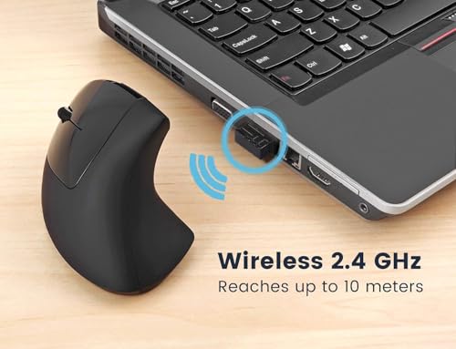 Left Handed Mouse, 2.4G Usb Wireless Ergonomic Vertical Mouse, Ergonomic Design, Optical Model, Prevention Against Tennis Elbow, For Laptop Desktop Pc Computer Ect