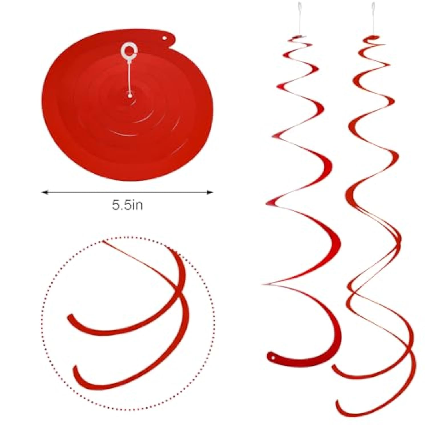 Red Ceiling Swirl Foil Decorations Hanging Plastic Streamer Themed Swirl Party For Valentine’S Day Day Carnival Celebration, Pack Of 28