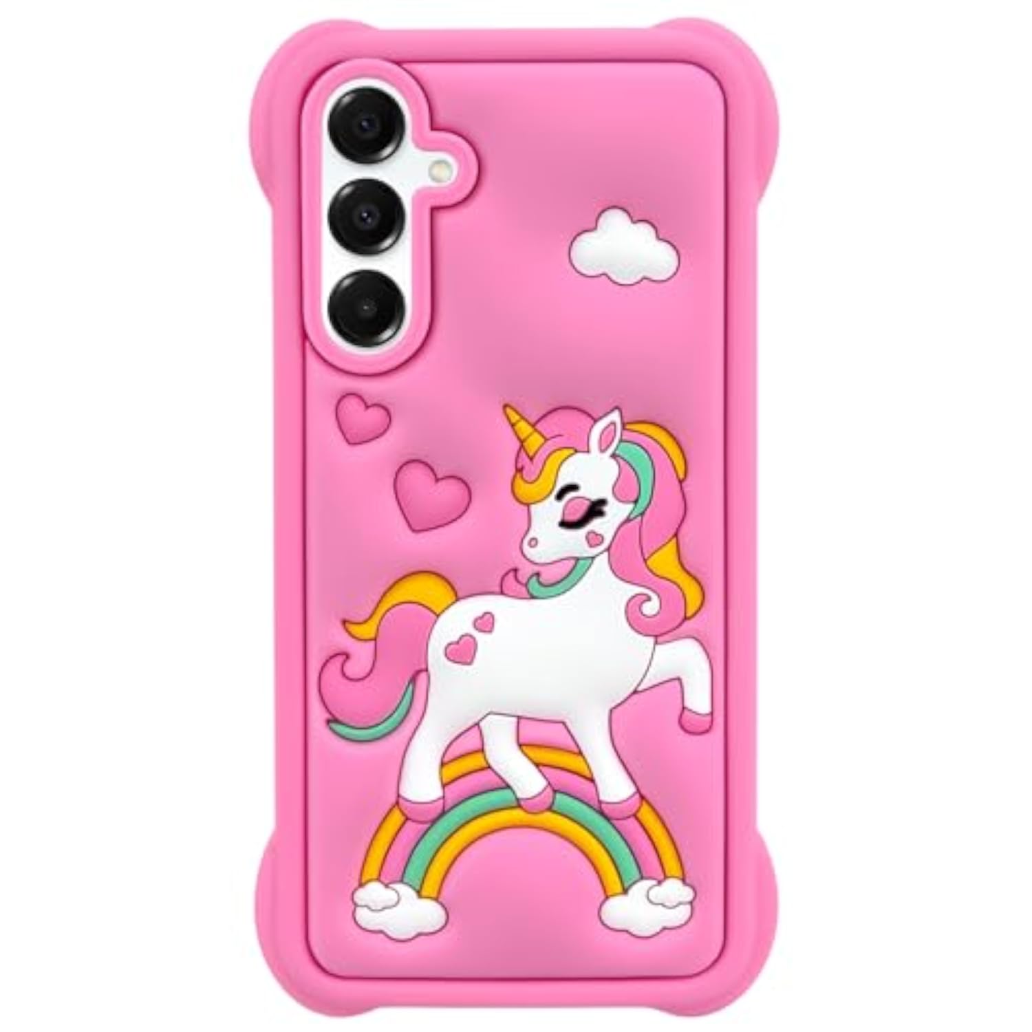 Kawaii Unicorn Phone Case for Samsung Galaxy A16 4G and 5G, 6.7 Inch, Soft Silicone, Shockproof, Cartoon Design, Pink, Girls and Women