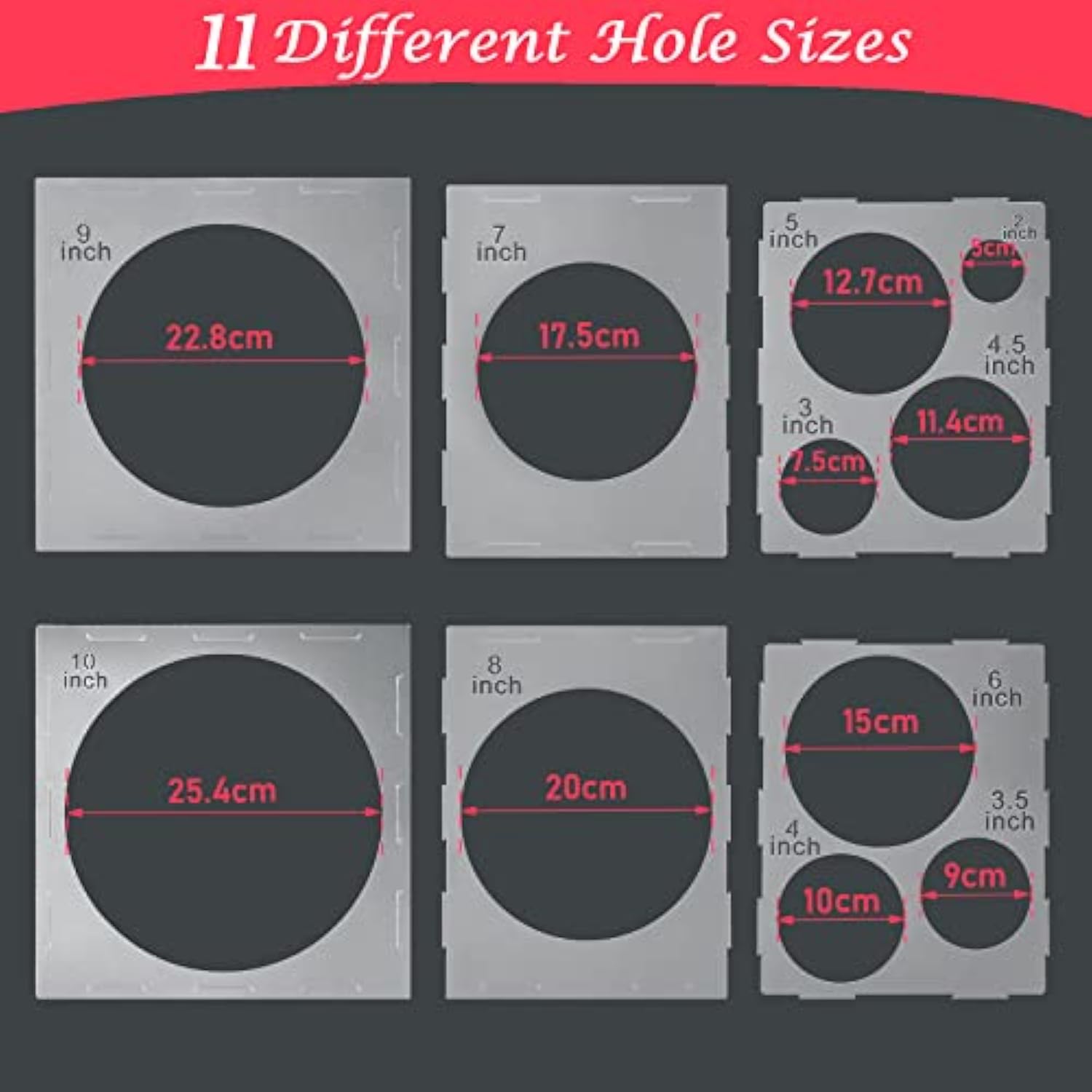 11 Holes Balloon Sizer Box, Collapsible Balloon Measurement Tool for Party Decorations