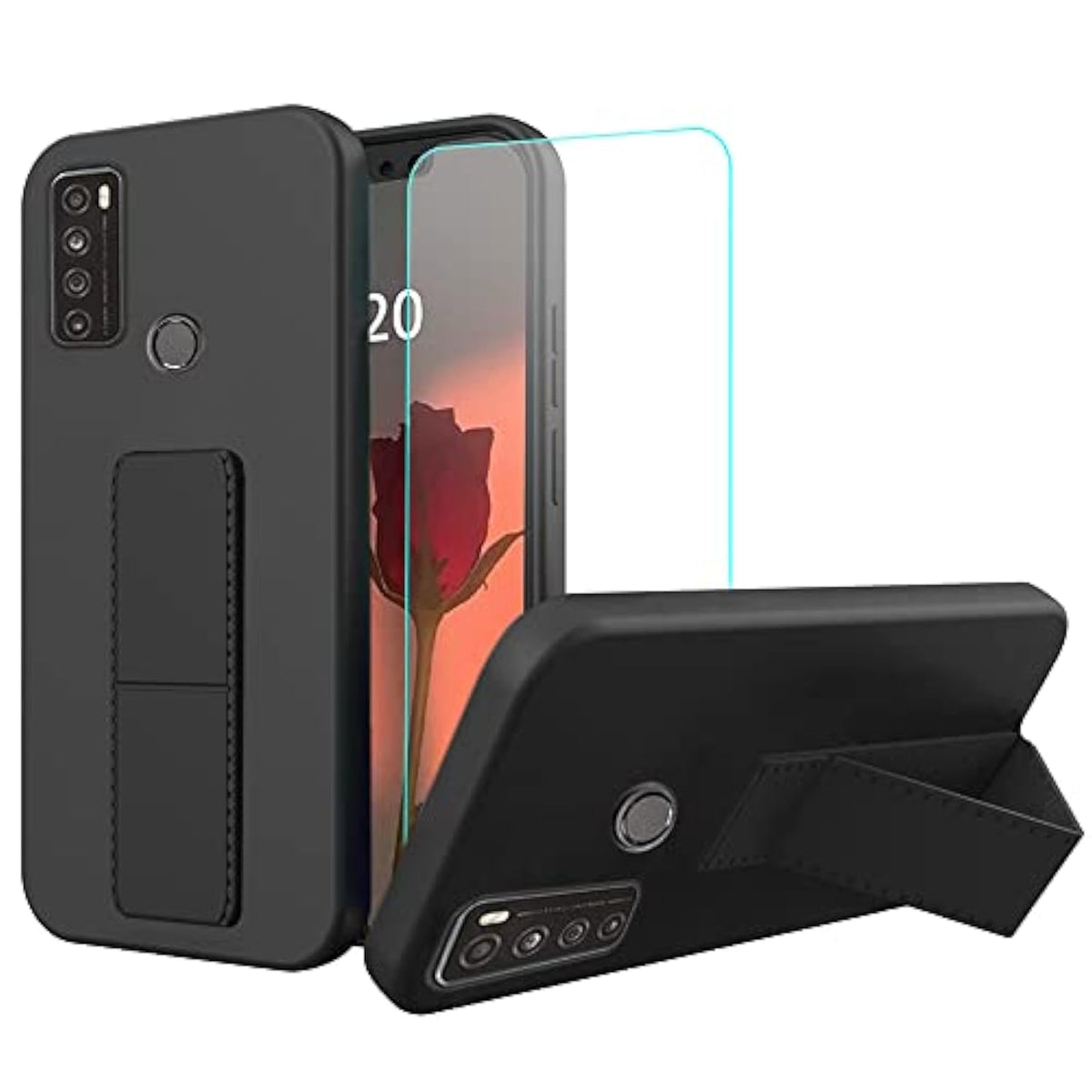 Silicone TPU with Hide Telescopic Kickstand Shockproof Protective Cover Case for TCL 30 XL