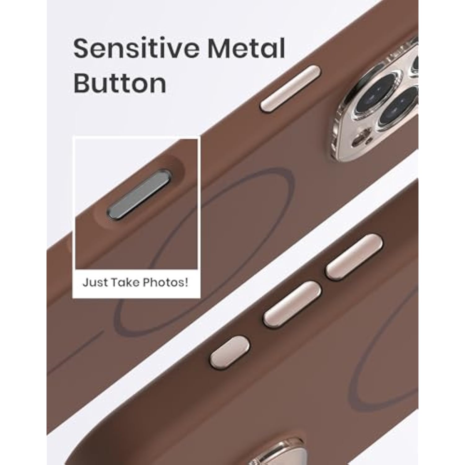 Magnetic Silicone Case For Iphone 16 Pro Max Case With 2 Screen Protector, Upgraded Hard Acrylic Camera Protector Soft Slim Stylish Cute Phone Cover Compatible With Magsafe, Brown