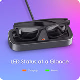 Charging Station for Meta Ray-Ban Glasses - Wayfarer, Skyler, Headliner & Oakley Meta HSTN Charger with LED Indicator (Gray)