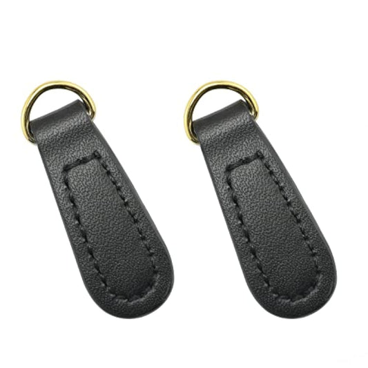 Leather Zipper Pull 2Pcs Genuine Black Pull Strap Cord Zip Pullers Dur