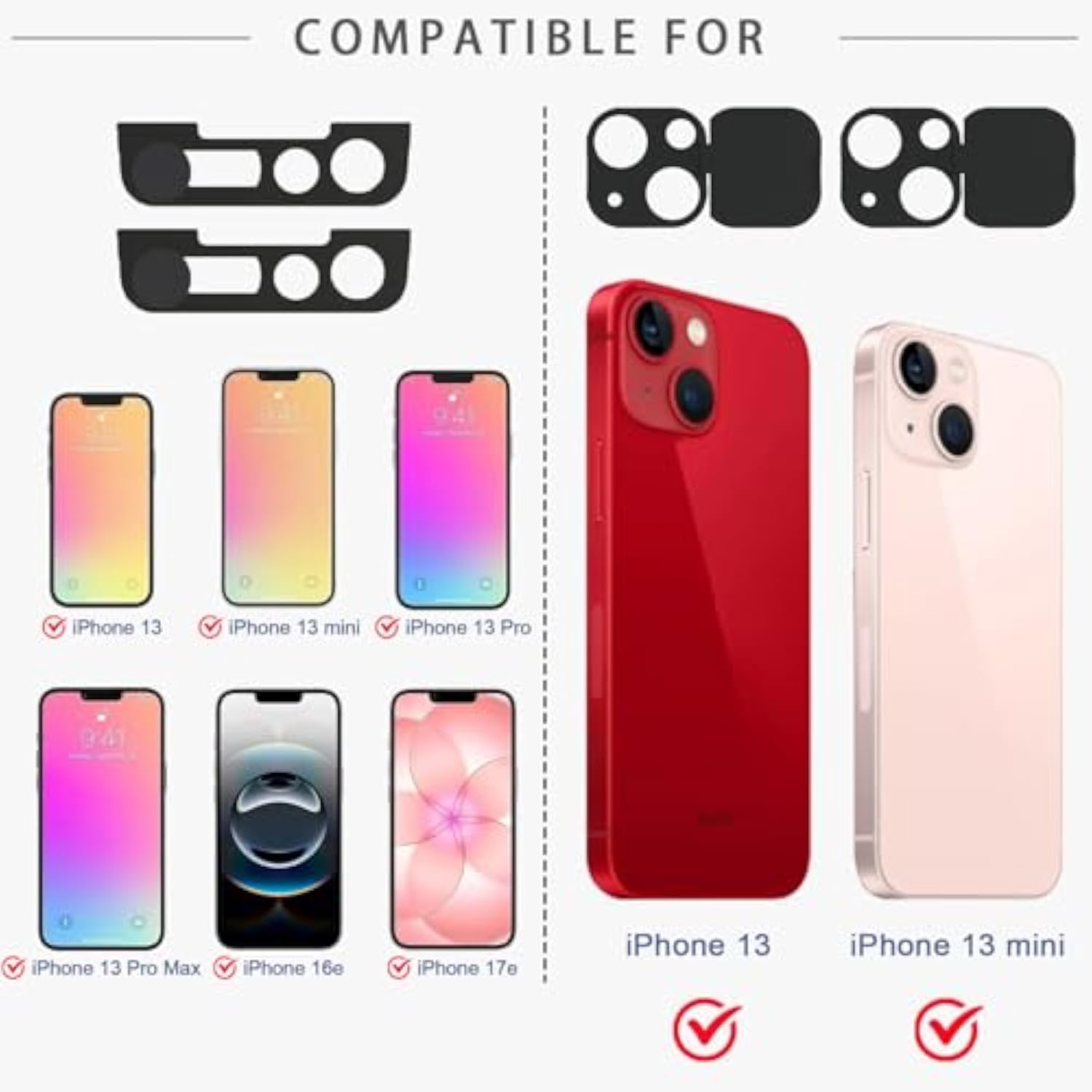 iPhone 13 and iPhone 13 Mini Privacy Cover with Front Camera Protection, 2-Pack