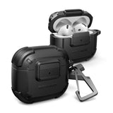 For Airpods 4 Case With Drop-Proof Lock, Shockproof Rugged Bumper Cases Protective Cover With Carabiner & Keyring & Cleaner Kit For Airpods 4Th Generation 2024 Black