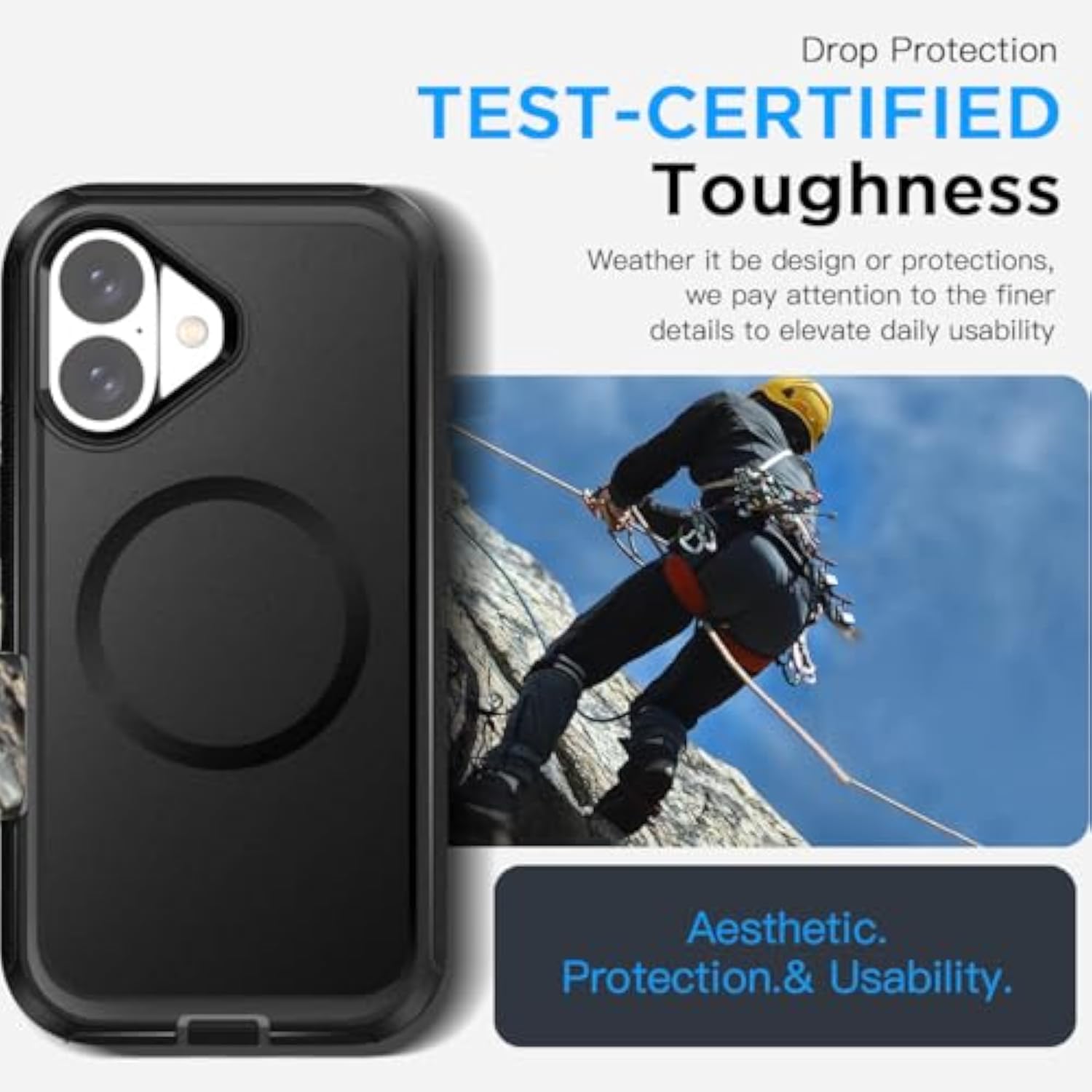 iPhone 16 Case, 6.1", MagSafe, Heavy Duty, Rugged, Shockproof, Dustproof