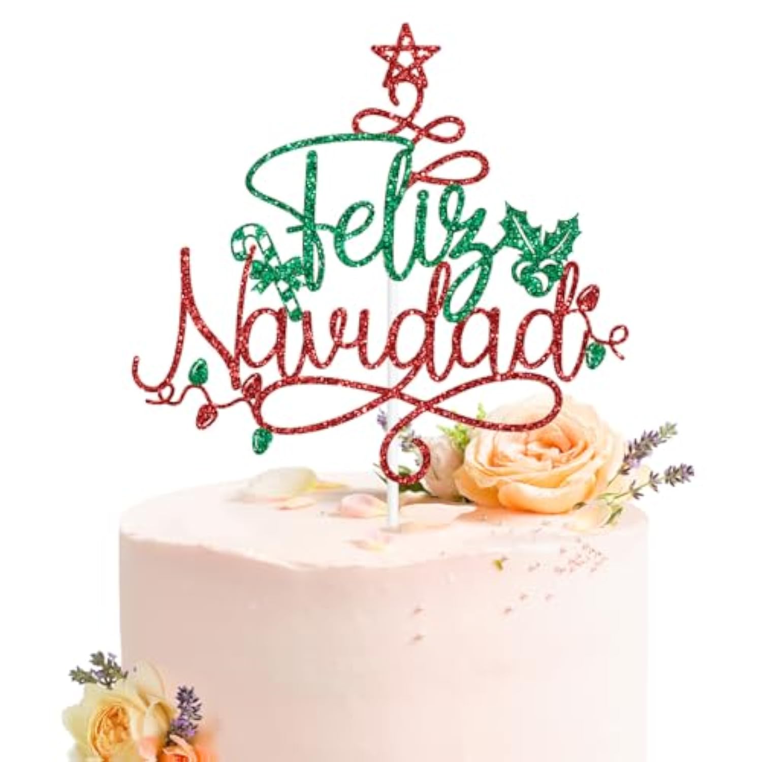 Feliz Navidad Cake Topper Red Green Xmas Party Decor