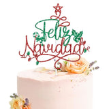 Feliz Navidad Cake Topper Red Green Xmas Party Decor
