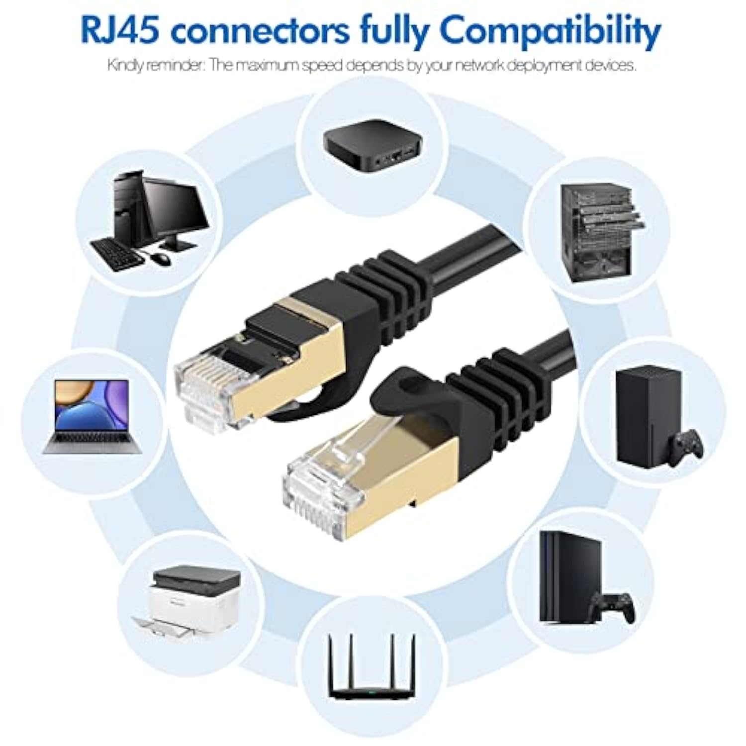 Cat 8 Ethernet Cable 6 Ft(2 Pack), 26Awg Latest 40Gbps 2000Mhz Sftp Patch Cord