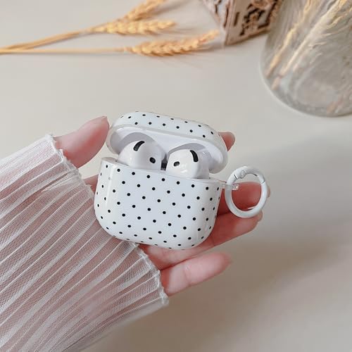 for AirPods 4 Clear Case,Cute Polka Dot Pattern Design with Trendy Keychain Ring,Soft TPU Protective Shockproof Case with Cleaner Kit for Girls Women