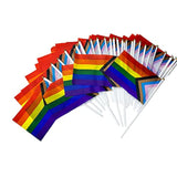 50 Pack Progress Rainbow Pride Flag Small Mini Flag Hand Held Flag Stick Flag Usa American Rainbow Flag,Progress Party Decorations Supplies For Parades,Rainbow Festival