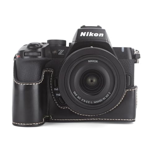 Case For Nikon Z50 Ii Camera, Pu Leather Z50 Ii Half Protective Case With Opening Bottom And Hand Grip Design - Retro Style Black
