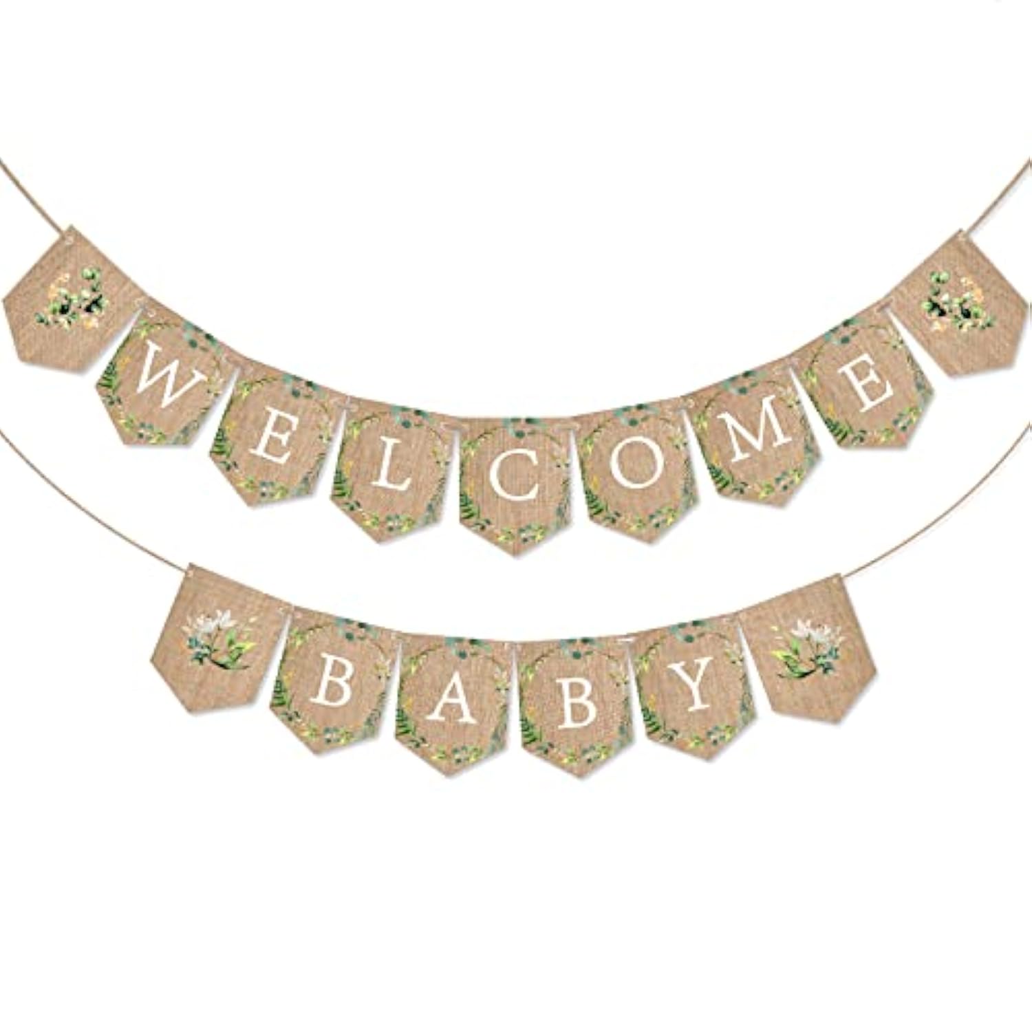 Welcome Baby Banner Greenery Banner Bunting Garland Burlap Greenery Decorations Sign For Gender Neutral Baby Shower Rustic Boho Decor Party Favors