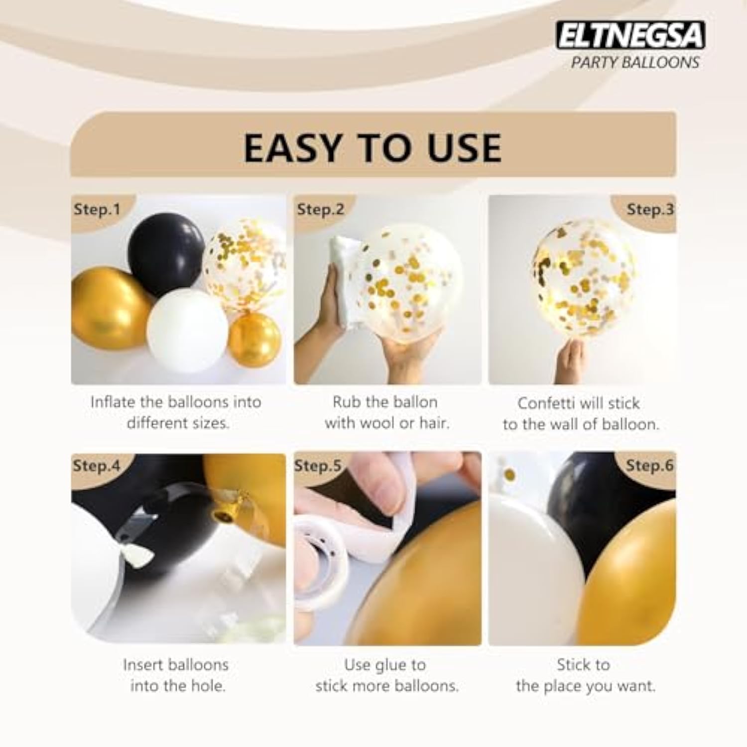 134Pcs Black & Gold Balloon Garland Arch Kit for Birthday Party and Event Decorations