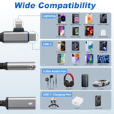2 In 2 Lightning Splitter Headphone And Charging, Lightning To 3.5Mm Splitter, Usb C To 3.5Mm Jack Audio Adapter, Usb C Charger Dongle Dongle For Iphone 16/15/14/Galaxys22/Pixel