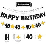 Black and Gold 40th Birthday Banner and Glitter Party Decorations