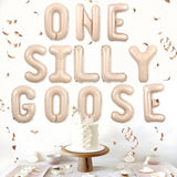 Goose 1St Birthday Party Decor One Silly Goose Birthday Decor One Silly Geese Balloon Banner Our Little Geese Is Turning One Farm Animal Themed Party Decor For Boy Girl Beige Funny 1St Bday