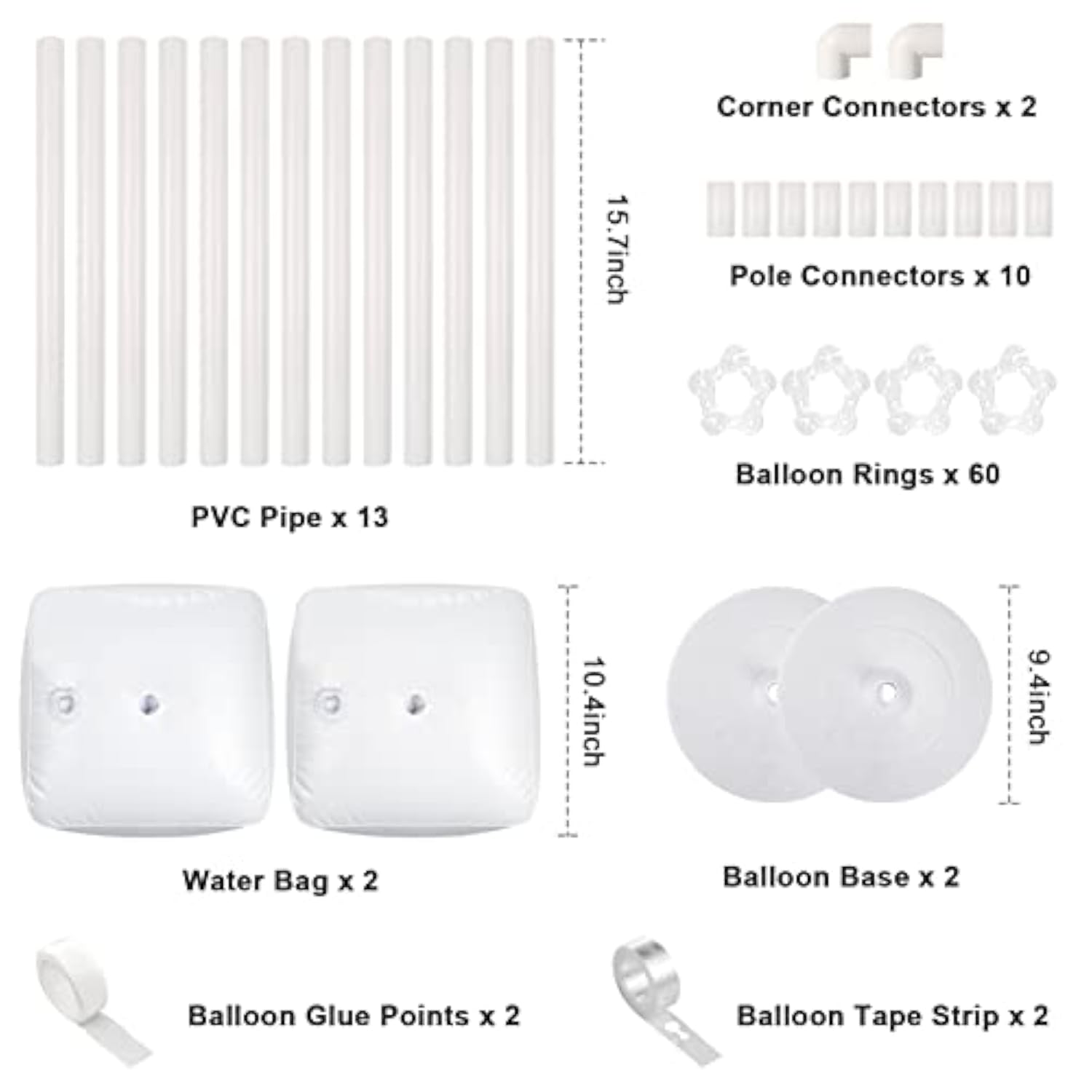 6.5 Feet Balloon Arch Stand With Base, 2 Set 78.7 Inch Balloon Column Stand Kit With Base, Water Bags And Glue Point, Balloon Tower For Wedding, Birthday And Party Decoration