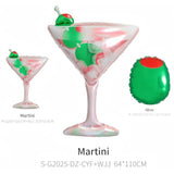 8pcs 43" Martini Balloons — Pink/Green Foil Decor for Trendy Cocktail Parties
