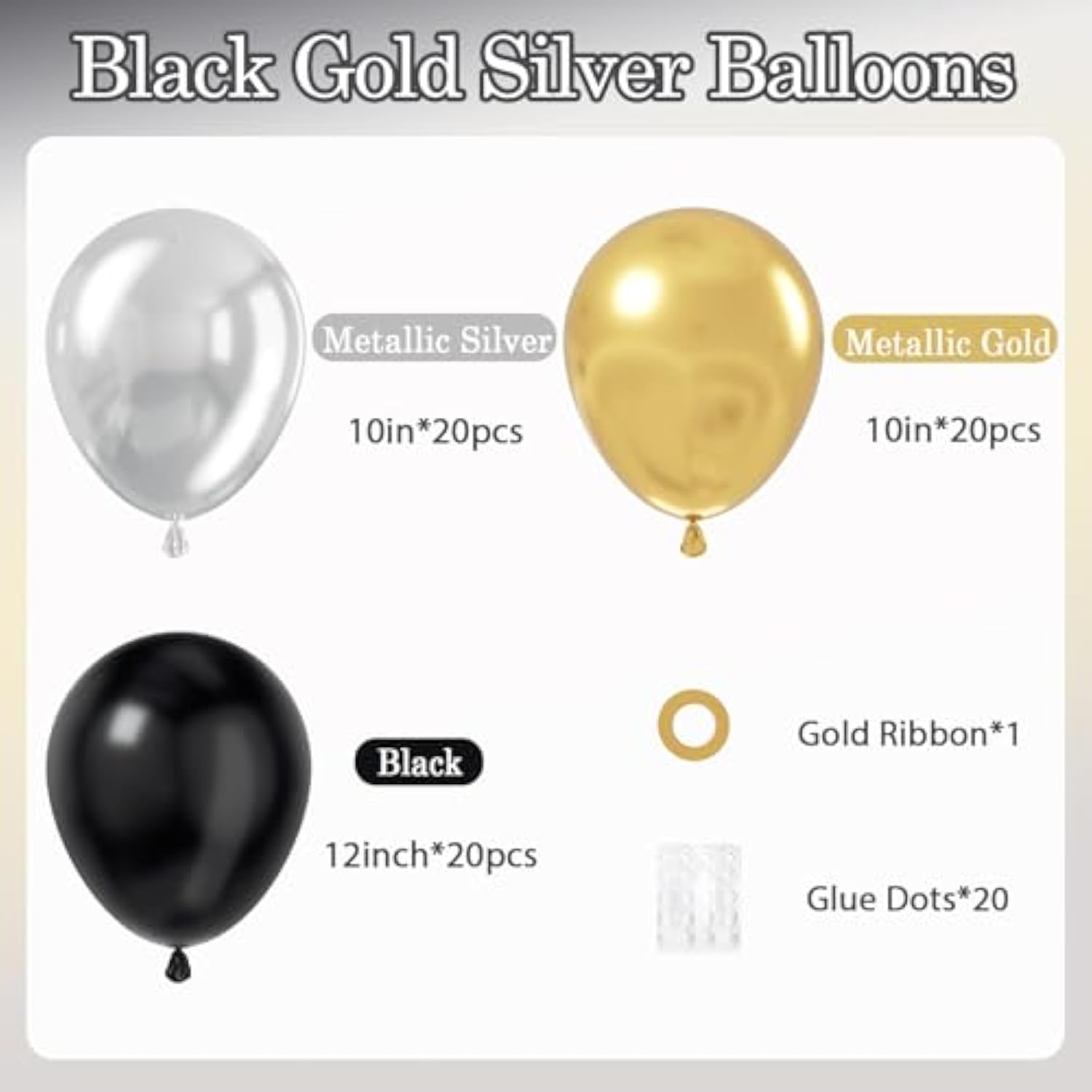 60pcs New Year 2026 Balloons 12inch Silver Black Gold Party Decor