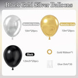 60pcs New Year 2026 Balloons 12inch Silver Black Gold Party Decor