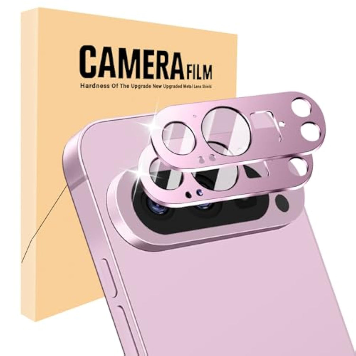 2 Pack For Google Pixel 9 Pro Xl Camera Lens Protector,Premium Metal Tempered Glass Camera Cover,Anti-Scratch High Definition Camera Screen Protector For Pixel 9 Pro Xl (Pink)