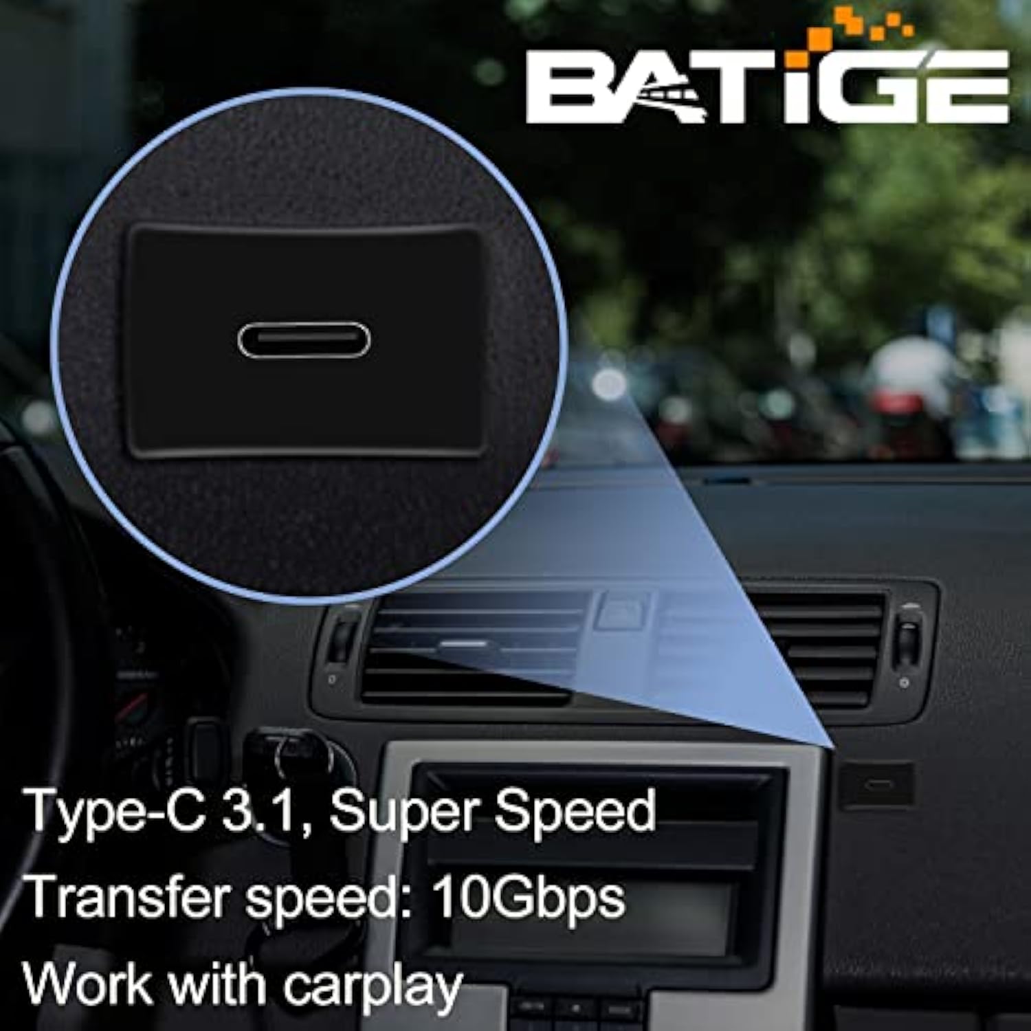 Square Type C 3.1 Car Flush Mount Cable Usb C 3.1 Panel Mount Male To Female E