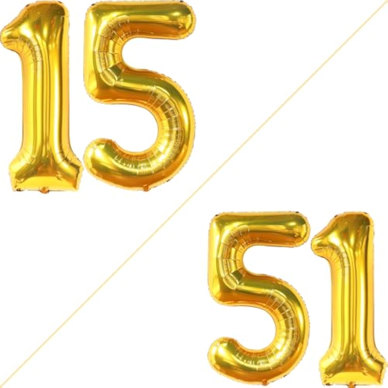 , Big Gold 15 Balloons Number - 40 Inch | Number 15 Balloons, 15Th Bir