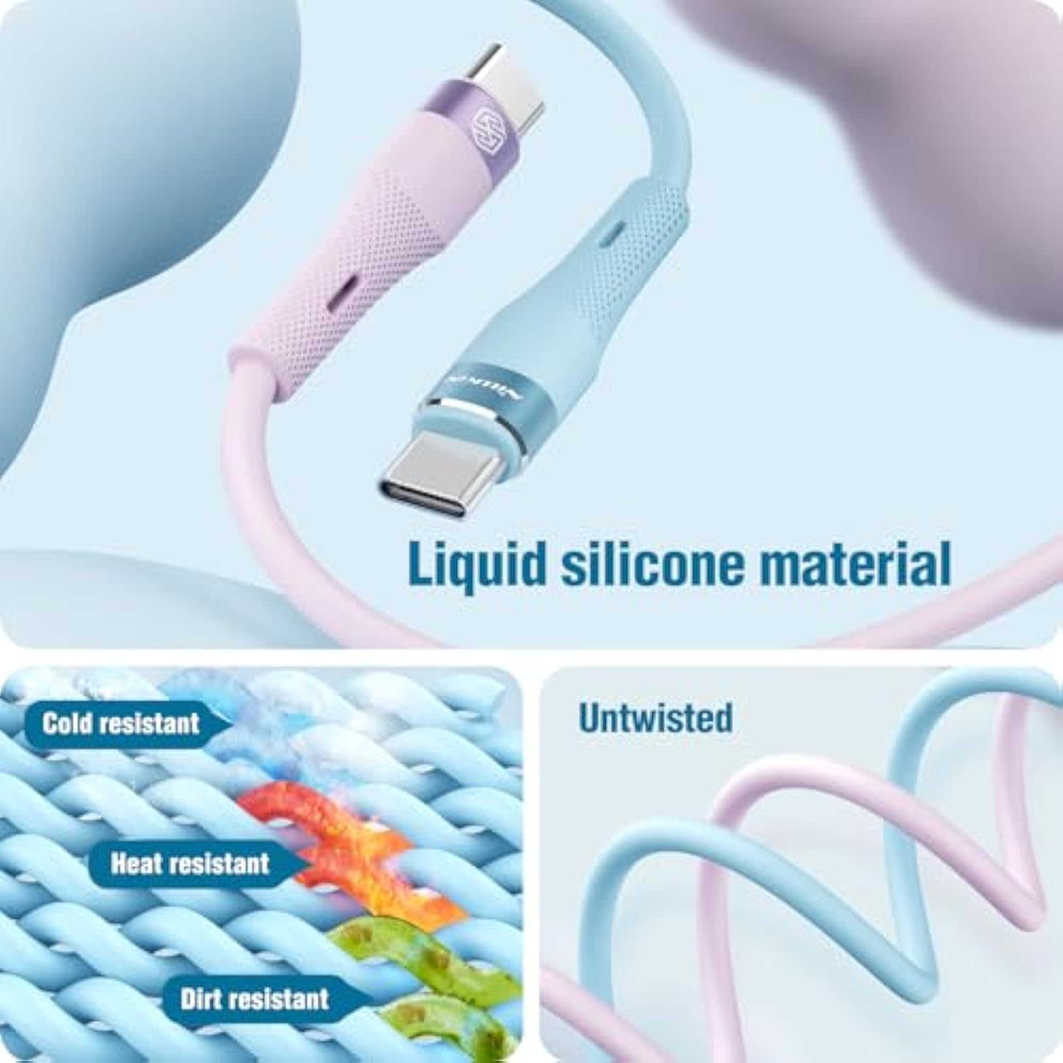 Usb C To Usb C Cable, [Liquid Silicone, 4Ft], 60W Type C Fast Charging Cable F