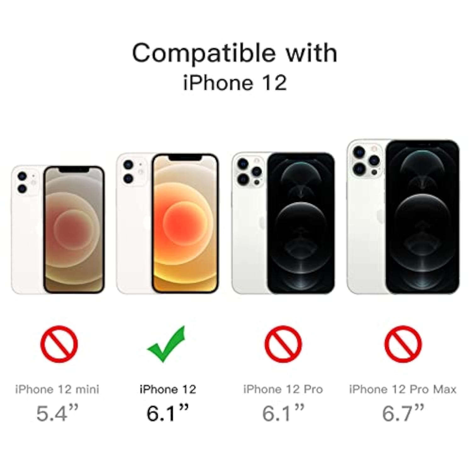 JETech 5 in 1 Case for iPhone 12 6.1-Inch, with 2-Pack Screen Protector and Camera Lens Protector, Non-Yellowing Shockproof Bumper Phone Cover, Full Coverage Tempered Glass Film (Clear)