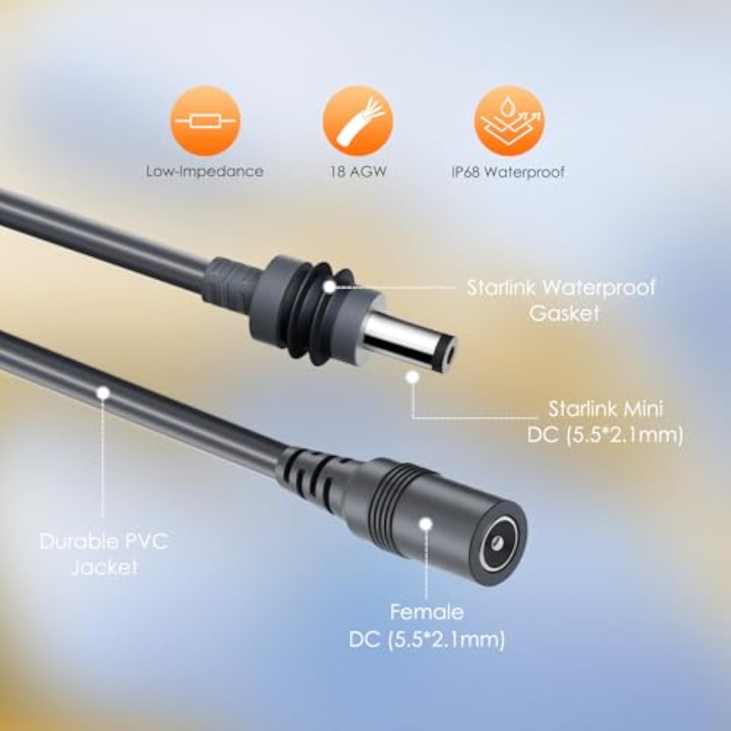 Starlink Mini Power Extension Cable 16.4 Ft, Dc Male To Dc Female Power Cord For Starlink Mini, Work With 20V/65W+ Pd Source - Grey
