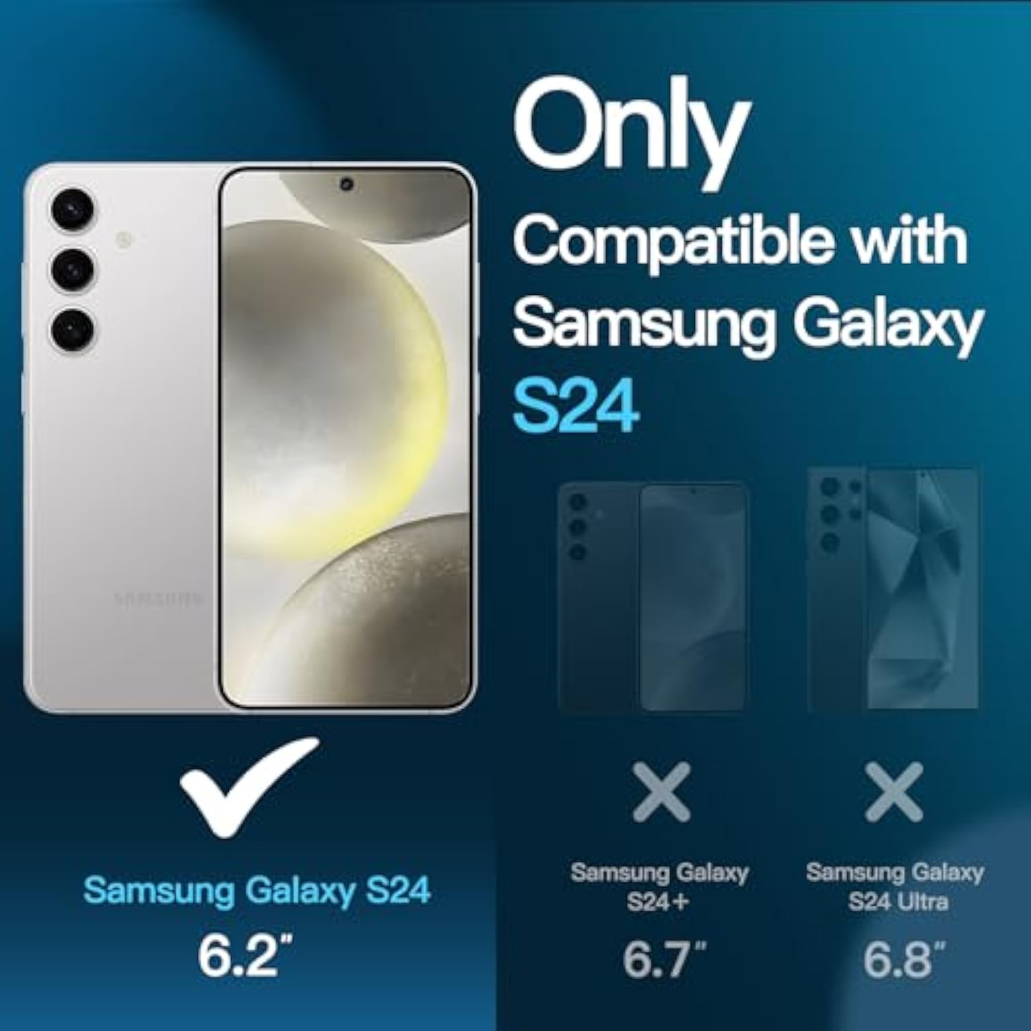 JETech Screen Protector for Samsung Galaxy S24 5G 6.2-Inch, Tempered Glass Film, Fingerprint ID Compatible, HD Clear, 3-Pack