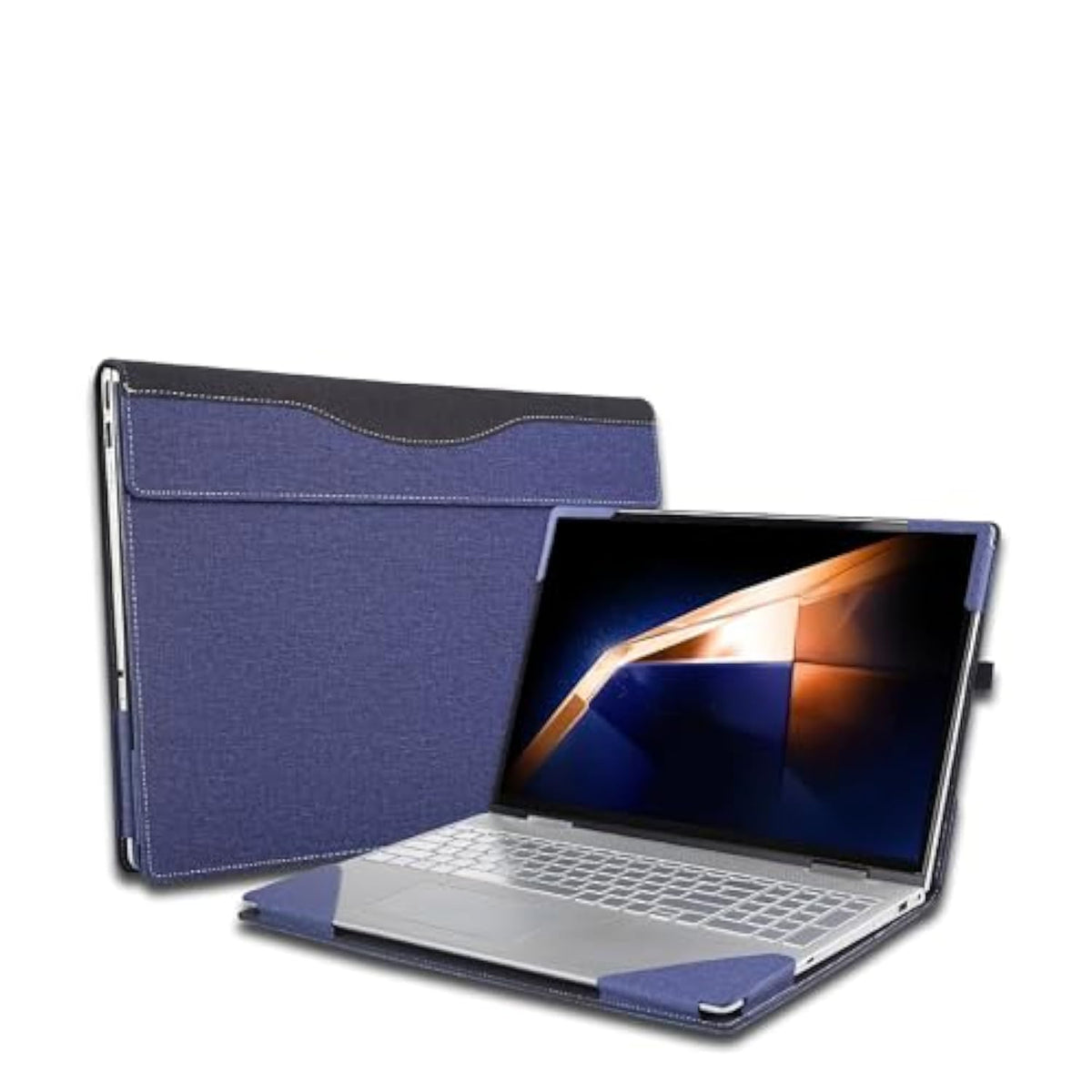 Laptop Case Cover For 16 Inch Samsung Galaxy Book 4/5 Pro 360 & Book4 Ultra & Book 4 Pro/Edge,2 In 1 Pu Leather Protective Bag Sleeve With Pen Holder (Dark Blue)