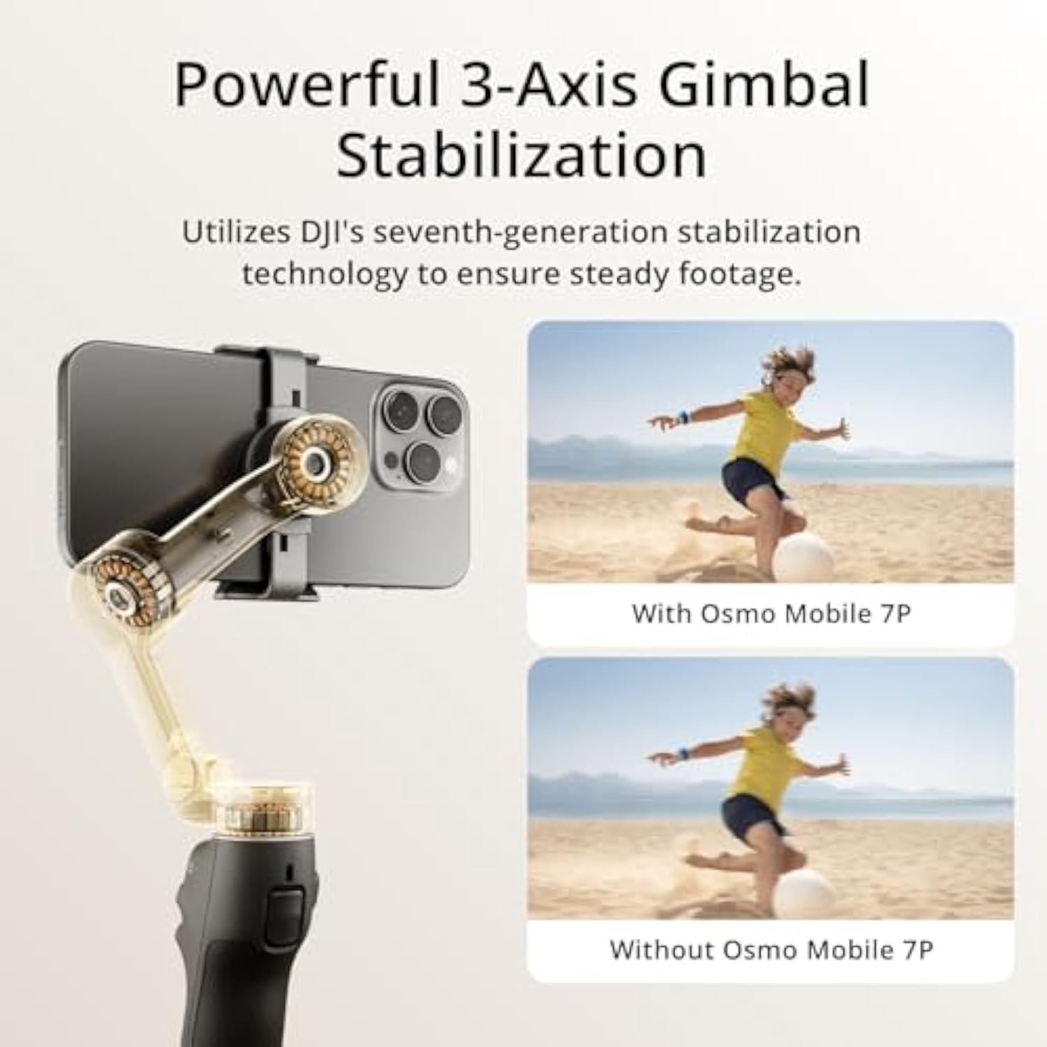 DJI Osmo Mobile 7P Gimbal Stabilizer for iPhone, Android, Native Tracking, Lighting, 3-Axis Phone Gimbal, Quick Launch, One-Tap Edit, Built-in Extension Rod & Tripod, 10hrs Use, Phone Charging