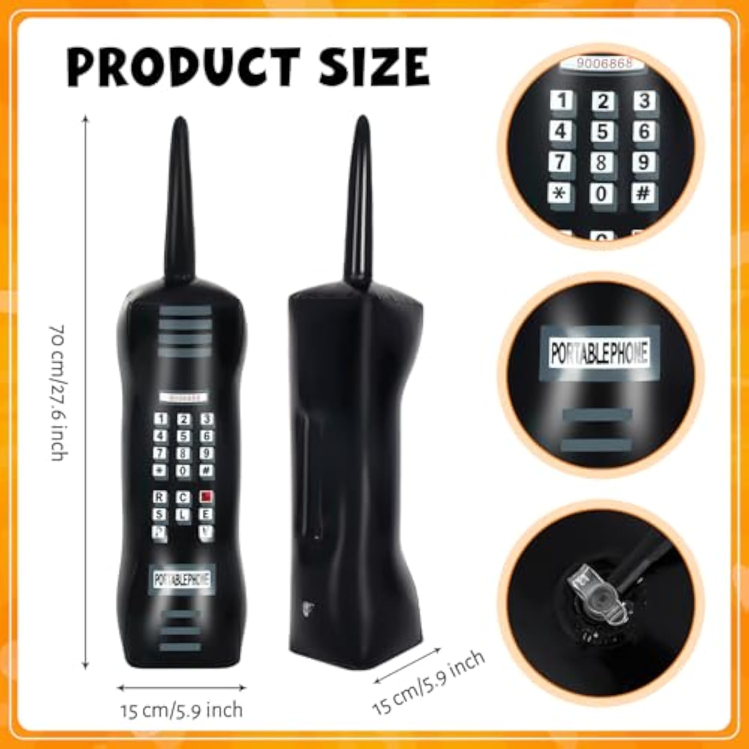 Inflatable Phone & Radio Boombox 80s 90s Hip Hop Music Party Decorations Costume Accessory