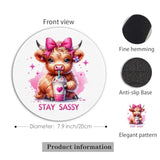 Tuy-Mousep-009 Highland Cow Mouse Pad, Coquette Pink Bow Cow Mouse Pads For Wireless Mouse Computers Laptop Desk Accessories, Highland Cow Gifts, Cow Gifts For Cow Lovers,Office Supplies, 7.9X7.9 Inch