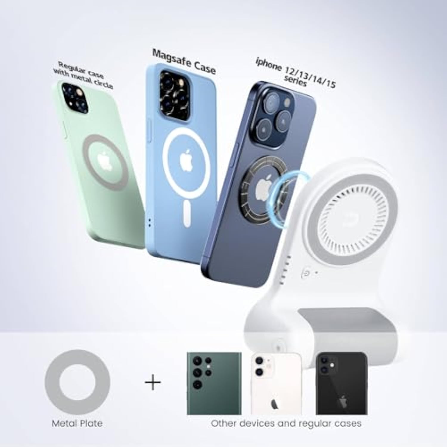 Magnetic Phone Stand With 5,000Mah Battery Charging Stand Desk Portable Charger And Portable Phone Holder With Shooting Grip Handle For Iphone Cellphones (White)