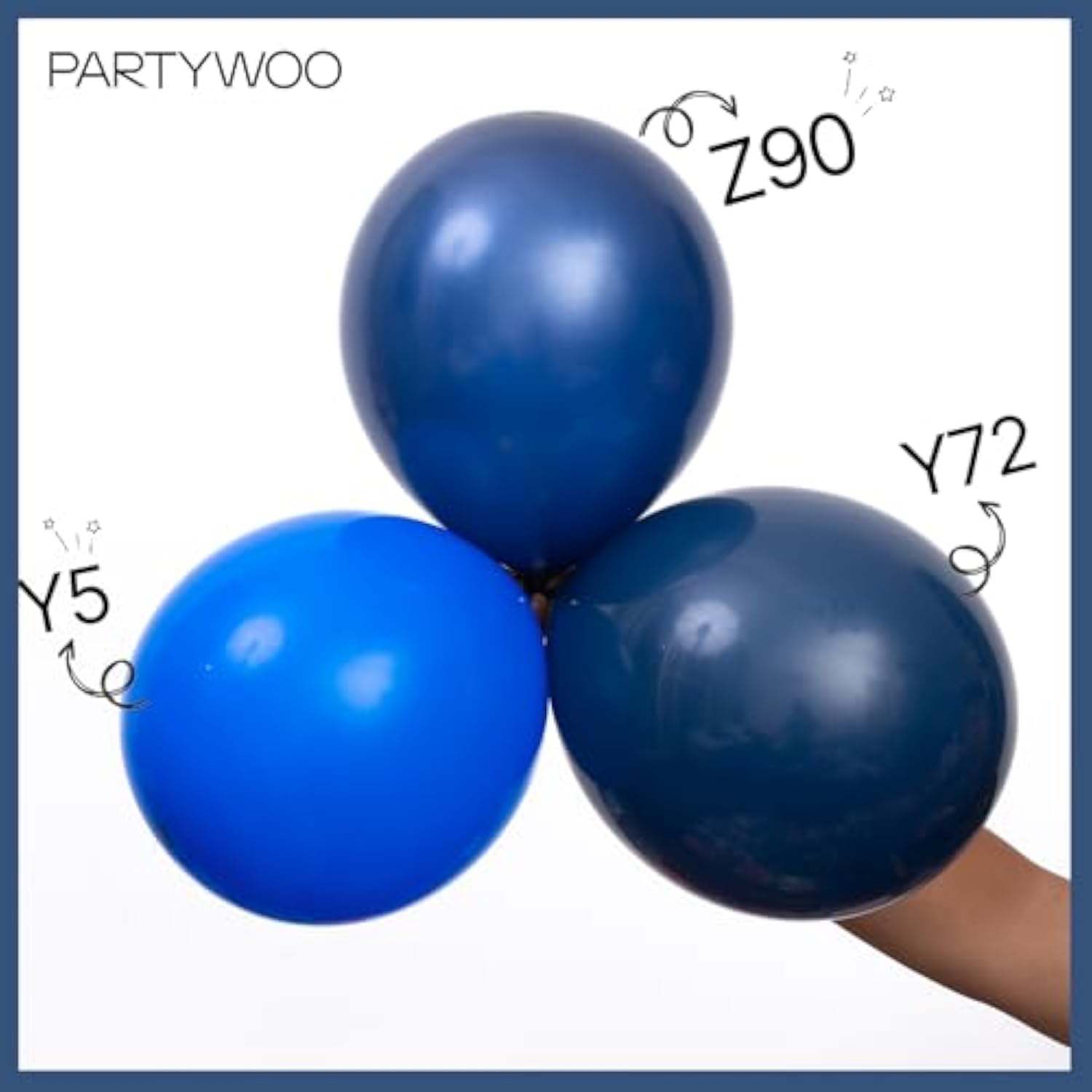 142PCS Navy Blue and Silver Balloons in Various Sizes for Garland or Party Decor