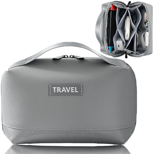 Electronic Organizer Accessory Cable Organiser Bag Water-Resistant Travel Essentials Tech Pouch For Charger, Cables, Hard Drive, Power Bank, Memory Card (Black)