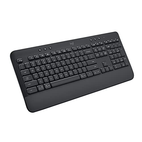 Signature K650 Comfort Full-Size Wireless Keyboard With Wrist Rest, Ble Bluetooth Or Logi Bolt Usb Receiver, Deep-Cushioned Keys, Numpad, Compatible With Most Os/Pc/Window/Mac - Graphite