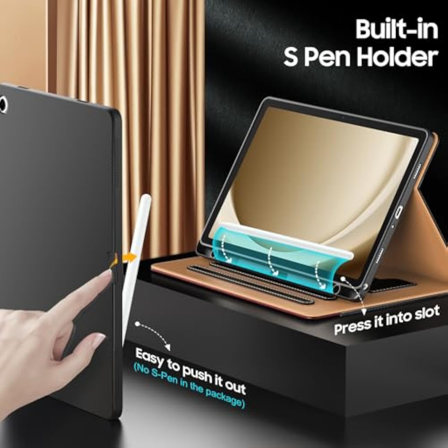 Case For Samsug Galaxy Tab A9+ Plus 11 Inch 2024(Smx210/X216/X218), Pu Leather Folio Cover With Multiangle Stand//Pen Holder, Auto Wake/Sleep Case For Galaxy A9+ 11" Tablet (Black+Brown)