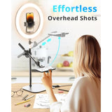 12" Desk Ring Light With Stand And Phone Holder, Overhead Phone Mount For Video Recording, Zoom Meeting, Live Streaming, Tiktok, Youtube?Compatible With Iphone, Android, Cameras