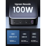 UGREEN 100W USB C Charger, Nexode 4 Ports USB C Charging Station, GaN Fast Desktop Charger Compatible with MacBook Pro, Dell XPS, iPhone 16/16 Pro, Galaxy S24/S23 Ultra, iPad, Steam Deck